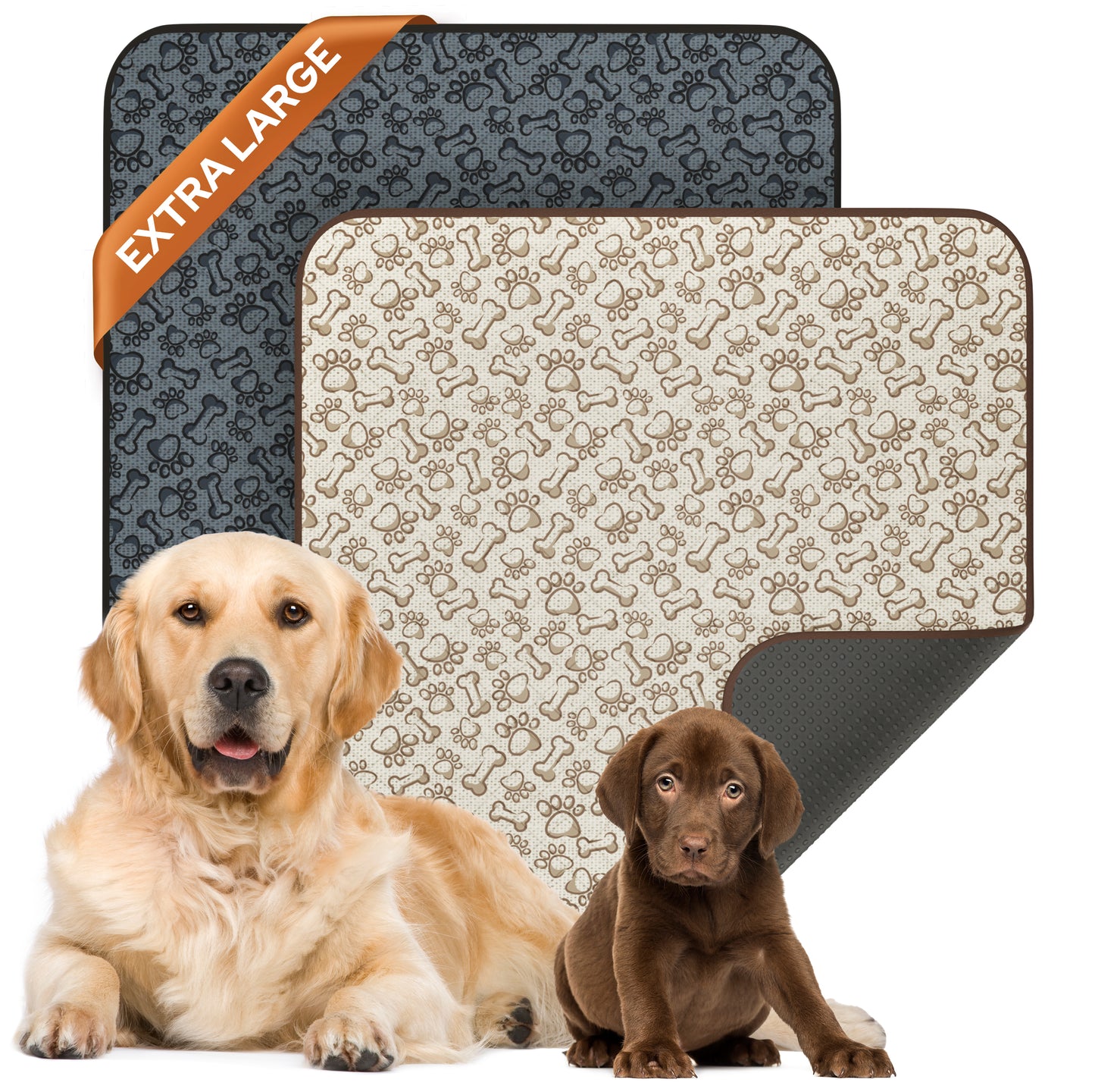 Furry Frolics Ultra-Absorbent Washable Dog Pee Pads (2-Pack, 48" x 48", Non-Slip, Reusable)