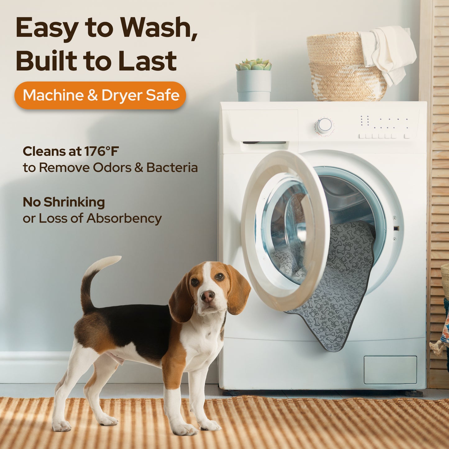 Furry Frolics Ultra-Absorbent Washable Dog Pee Pads (2-Pack, 48" x 48", Non-Slip, Reusable)