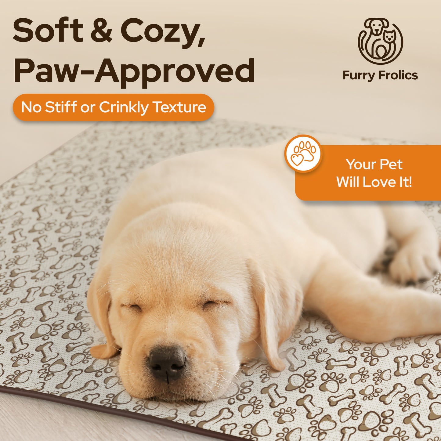 Furry Frolics Ultra-Absorbent Washable Dog Pee Pads (2-Pack, 48" x 48", Non-Slip, Reusable)