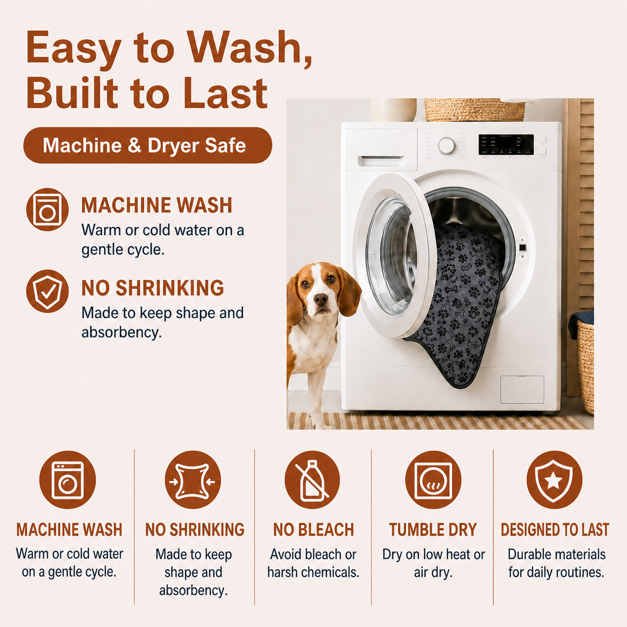 Wash and care guide for reusable Furry Frolics pee pads